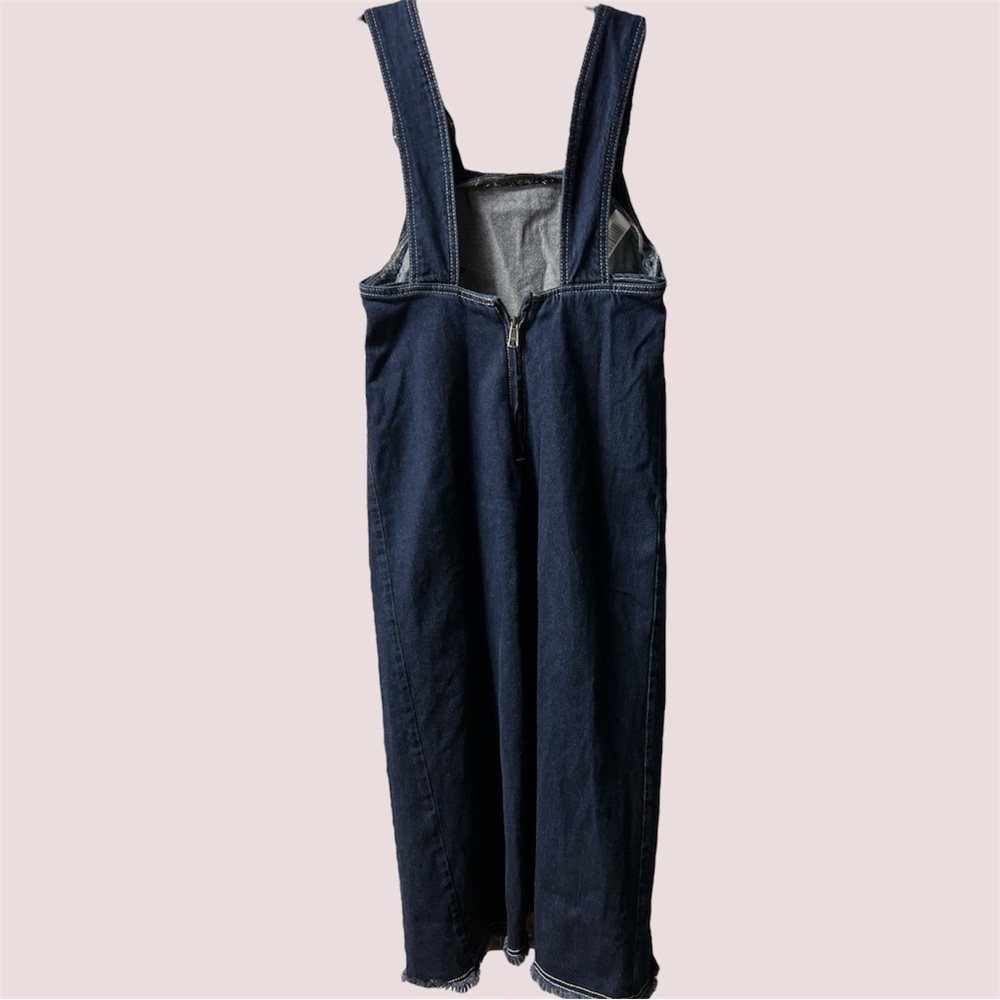 Topshop Buckle Pinafore Denim Dress Size 4 - Picture 3 of 9